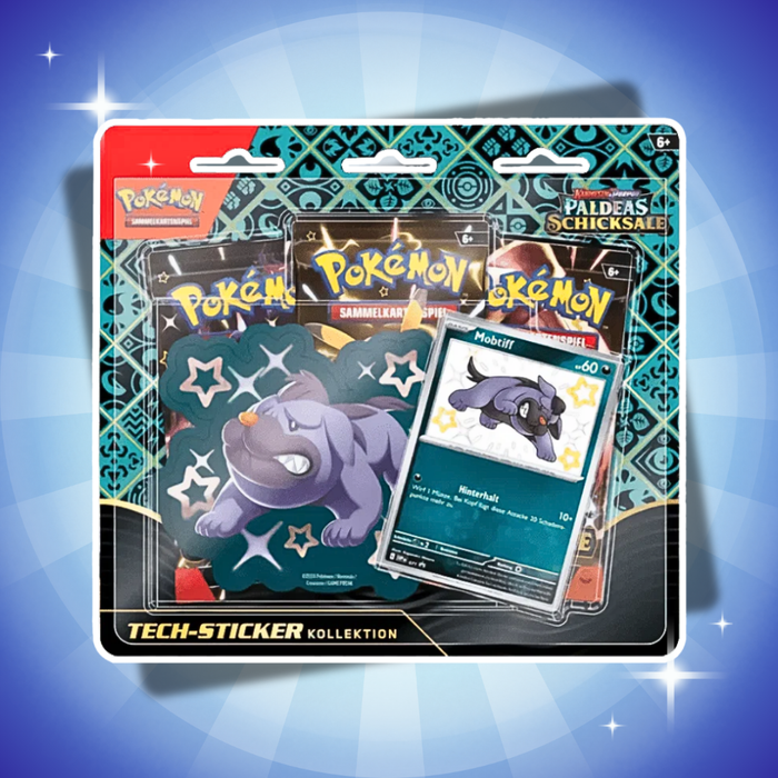 Pokémon Karmesin & Purpur Paldean Fates Tech Sticker Collection Display – 12 Blister, 36 Booster