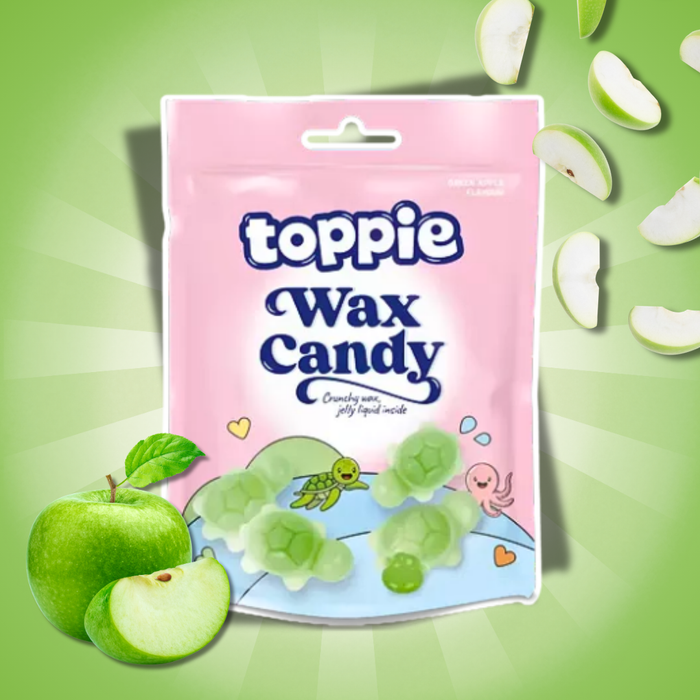 1x Toppie Wax Candy 40 g – Flüssige Süßigkeit in Wachshülle (Blueberry, Strawberry oder Green Apple) – Zufällige Sorte