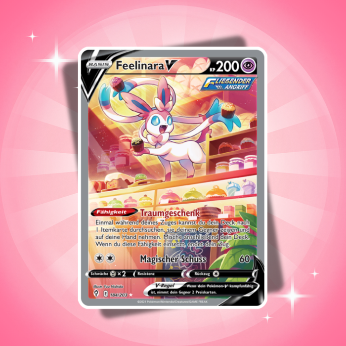 Pokémon V Heroes: Feelinara V Tin-Box Deutsch – 4 Booster + Holo-Promokarte