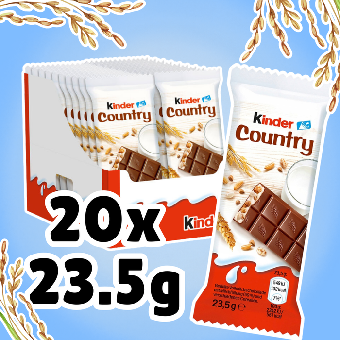 Ferrero Kinder Country – 20er Pack (20×23,5 g) Milchschokolade mit gepufftem Getreide