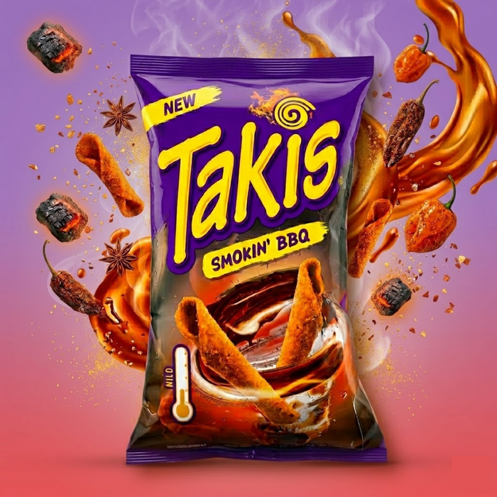 1x Takis Smokin’ BBQ Gerollte Maischips mit BBQ-Geschmack 100g