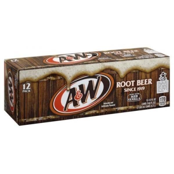 A&W Root Beer – 12er-Pack (12 x 355 ml) – Koffeinfreies Erfrischungsgetränk mit Vanille-Geschmack