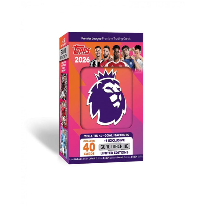 Topps Premier League 2025/26 Debut Edition Mega Tin – 40 Trading Cards inkl. 3 Exklusive LE-Karten (1 x zufällige Tin)