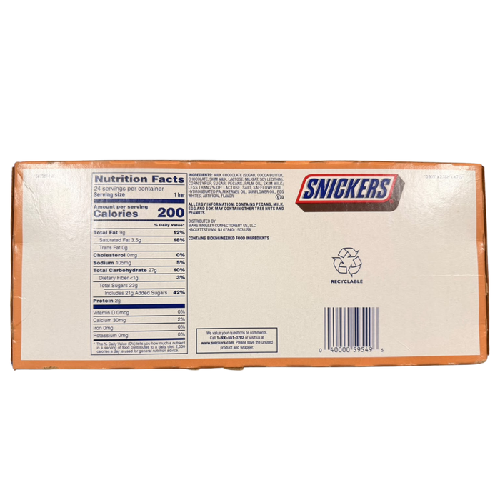SNICKERS Pecan 24 x 40 g – Amerikanischer Schokoriegel mit Pekannüssen, Karamell und Milchschokolade – 24er-Pack – 960 g