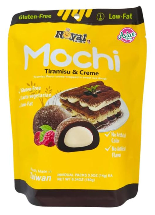 2er-Set Royal Family Mochi | Tiramisu und Crème & Strawberry Cheesecake | 2 x 180g | Weicher Reiskuchen mit cremiger Füllung | Perfekt als Dessert & Snack