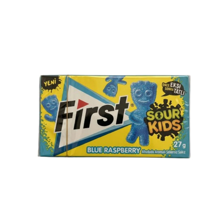 First Sour Kids Kaugummi 3er Mix Probierpaket (Redberry, Lime, Blue Raspberry) Zuckerfrei Sauer Süß (3 Stück)