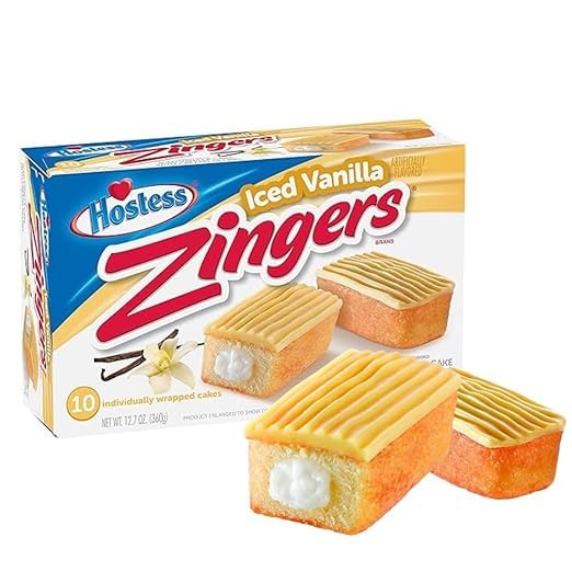 HOSTESS Zingers - Iced Vanilla Cake with Creamy Filling - 10 Stück in 360g Packung