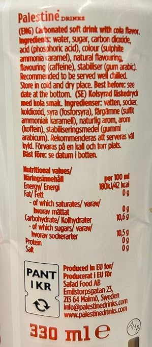 Palestine Cola – 24x330ml Dosen | Original Cola mit Kick & Kultur | Limitierte Edition mit einzigartigem Design
