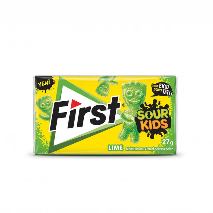 First Sour Kids Kaugummi 3er Mix Probierpaket (Redberry, Lime, Blue Raspberry) Zuckerfrei Sauer Süß (3 Stück)