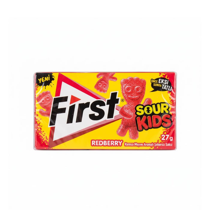 First Sour Kids Kaugummi 3er Mix Probierpaket (Redberry, Lime, Blue Raspberry) Zuckerfrei Sauer Süß (3 Stück)