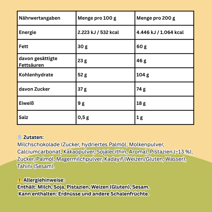 Artu Dubai Style Schokolade 200 g | Milchschokolade mit Pistaziencreme & Kadayif | Premium Geschenk‑Edition