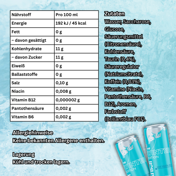 1x Red Bull Iced Vanilla Berry Winter Edition 2024 – 250 ml | Limitierter Energy Drink