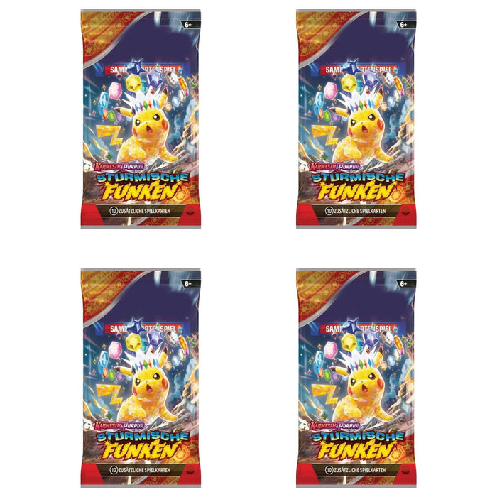 Stürmische Funken Booster | 4x Booster Pack DEUTSCH + Heartforcards® Versandschutz