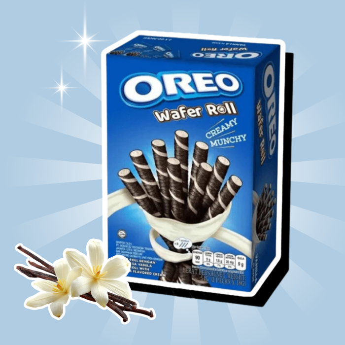 1x Oreo Vanilla Cream Filled Wafer Rolls – 1x54g – Knusprige Waffel mit Vanillecreme