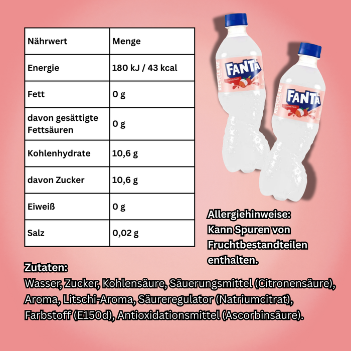 12x Fanta Lychee – Erfrischungsgetränk mit Litschi-Geschmack – 12x500 ml