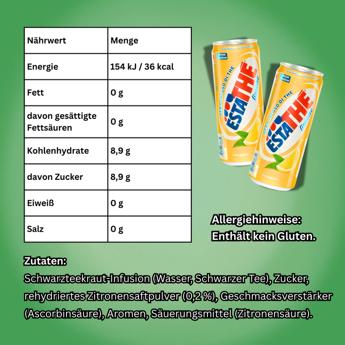 1x Estathé Limone – Schwarzer Tee mit Zitronengeschmack, 1x330 ml