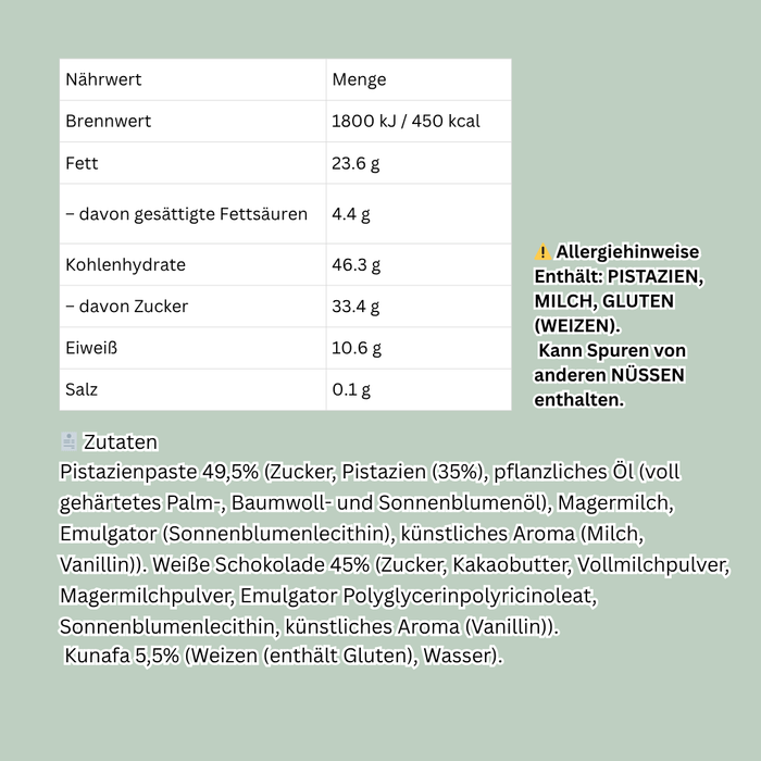 Dubai Style Weiße Schokolade - Pistazienfüllung & Kunafa 100 g