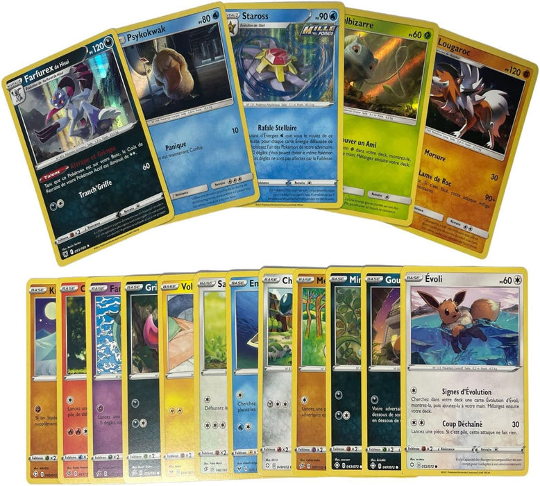 Pokéman 20 Cartes Officielles françaises Comprenant - 2 Brillantes - sans duplicata Cartes Pokeman Enfants