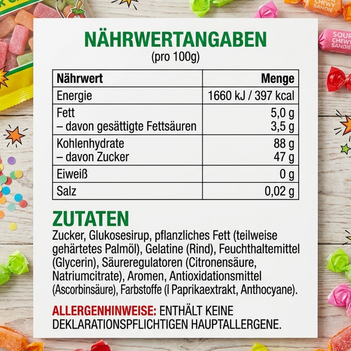 Fundiez Mini Chews Sour Saure Frucht-Kaubonbons 175g