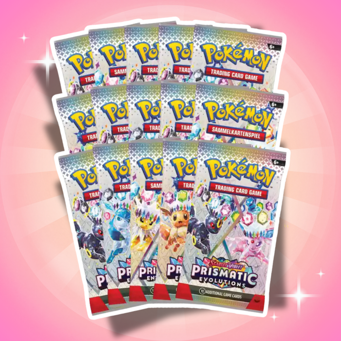 Pokémon Karmesin & Purpur 8.5: Prismatic Evolutions Super Premium Collection Englisch – 15 Booster + Eevee ex
