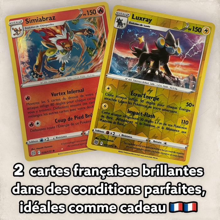 Pokéman 20 Cartes Officielles françaises Comprenant - 2 Brillantes - sans duplicata Cartes Pokeman Enfants