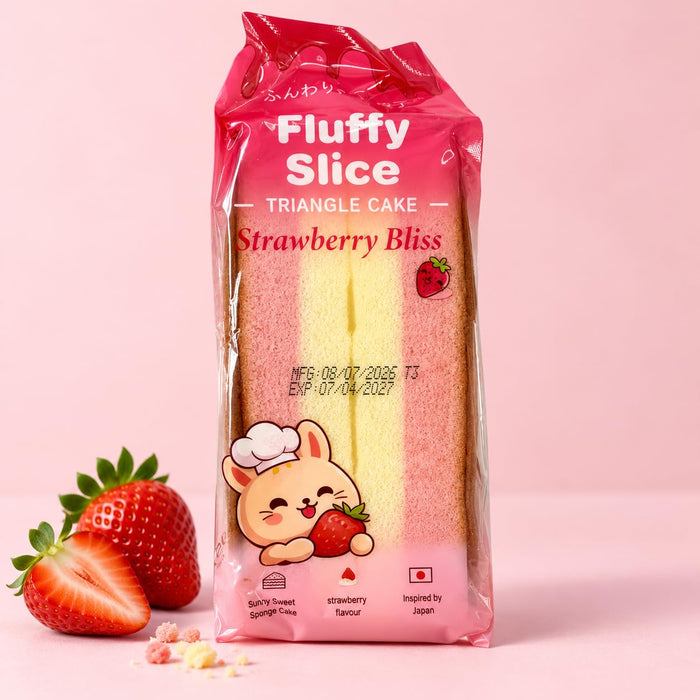 Fluffy Slice Triangle Cake 4er Probierpaket – Strawberry Bliss, Cocoa Desire, Banana Joy & Matcha Glow – Luftig-weicher Rührkuchen, einzeln verpackte süße Snacks