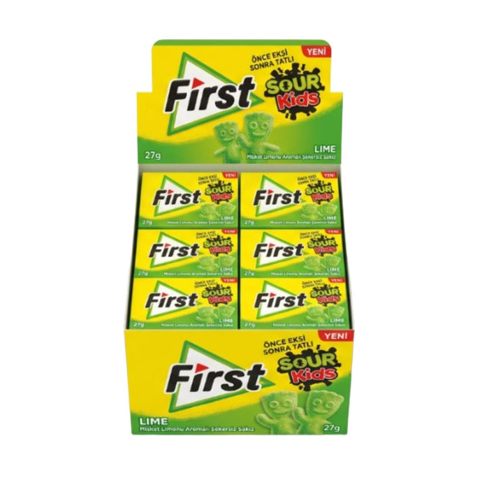 First Sour Kids Kaugummi Lime Limette Zuckerfrei Sauer Süß 1x12 (12 Stück)