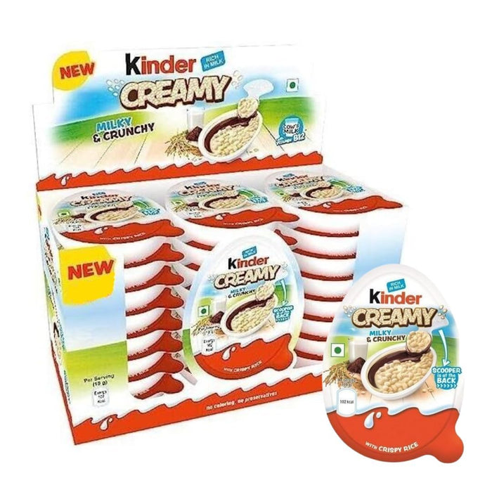 Kinder Creamy 24er-Pack | 24 x 19g | Gefüllte Schokoladenriegel mit knusprigem Reis | Cremige Milchfüllung & zartschmelzende Schokolade | Ideal für Kinder & Erwachsene