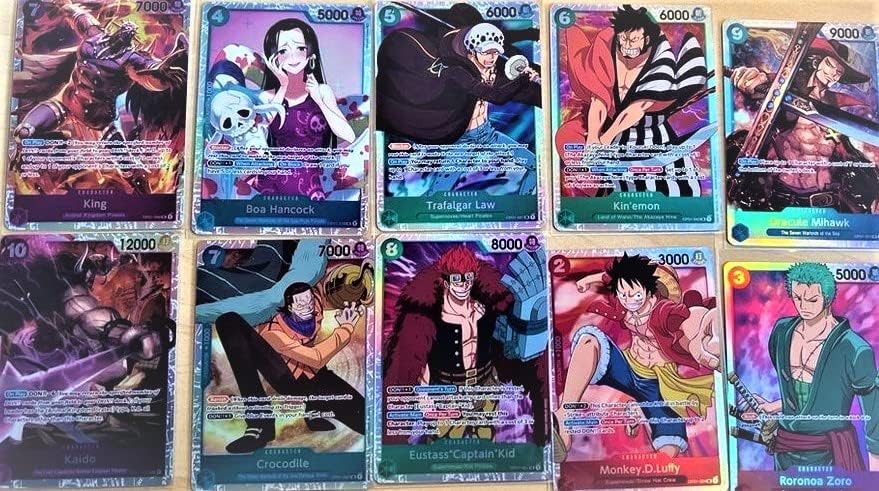 50 original One-Piece-Karten - Englisch - Plus 1 Seltene (Holo) garantiert + Heartforcards® Versandschutz