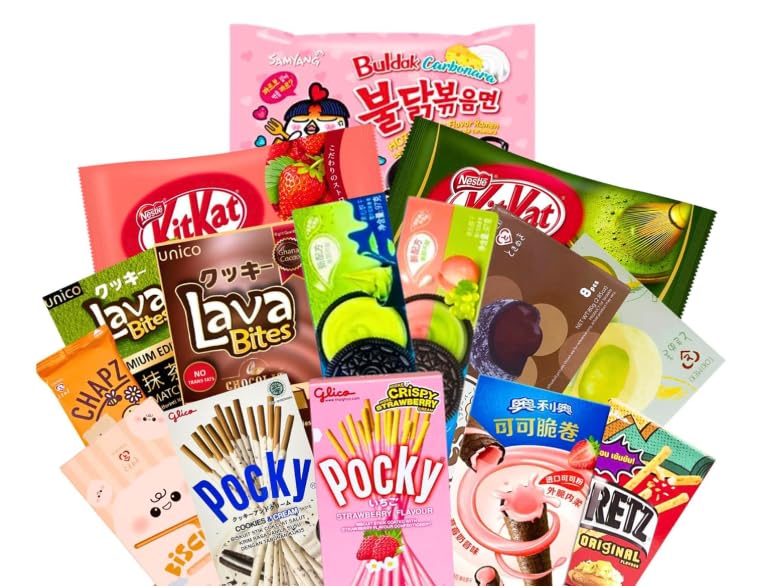 Asiatische Süßigkeiten Box – 20-teiliger Snack Mix aus Japan, Korea & China | Mit Mochi, Pocky & mehr | Trendige Asia Snackbox | Geschenkidee für Fans & Neugierige
