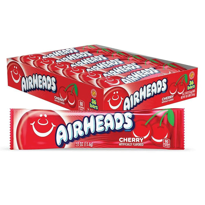 Airheads Cherry – 36er Pack | 36 x 15,6 g | Intensiver Kirschgeschmack | Kult-Kaubonbon aus den USA