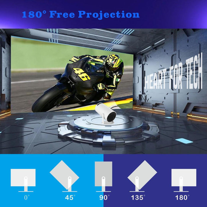 Mini Beamer 4K Unterstützt | Full HD 1080P | Android 13 | WiFi 6 | Bluetooth 5.3 | 8000 Lumen | Auto-Keystone | 200" Display | HDMI & USB | Heimkino Projektor