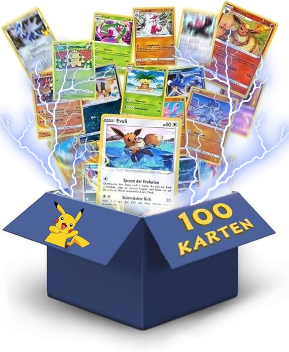 100x Pokémon Karten (Deutsch) – 80x Common/Uncommon + 20x Energiekarten – Zufällige Auswahl
