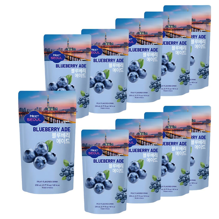 10x Meet Seoul Blueberry Ade – 230 ml Pouch Drink | Erfrischender koreanischer Heidelbeer-Ade | Ready-to-Drink Fruchtgetränk