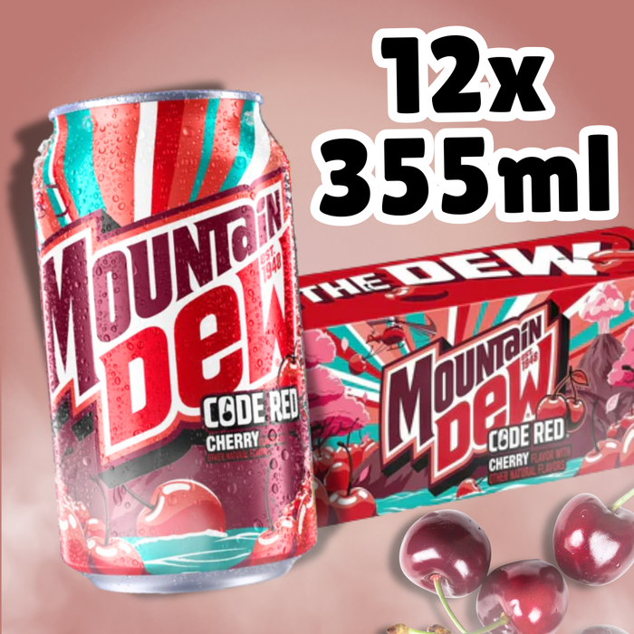 12x Mountain Dew Code Red Cherry – Erfrischungsgetränk mit Kirschgeschmack – 12x355 ml