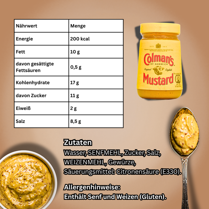 Colman’s Original English Mustard – Klassischer englischer Senf, 100 g Glas
