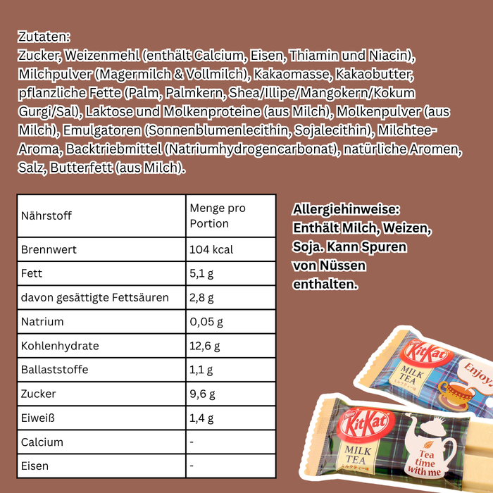 1x Kit Kat Mini Milk Tea – Knusprige Schokoladen-Waffeln mit cremigem Milchtee-Geschmack (1x81.2g)