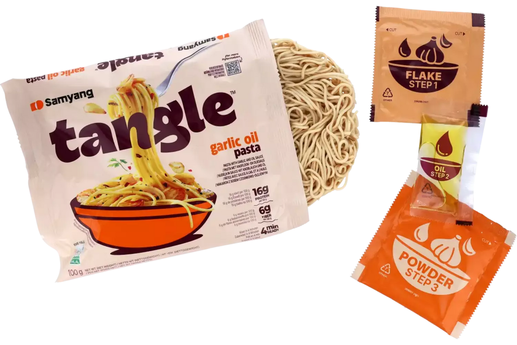 3er Pack Samyang Ramen Tangle – Garlic Oil Pasta | 3x koreanische Öl-Nudeln mit intensivem Knoblaucharoma | Je 100 g | Halal zertifiziert