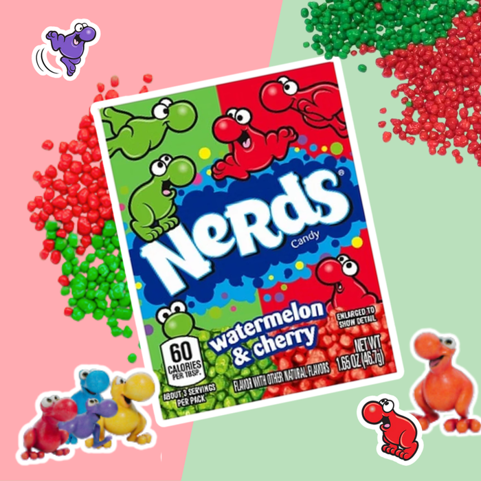 Nerds Watermelon & Cherry – 46,7 g – Knusprige Süßigkeit mit Wassermelonen- & Kirschgeschmack