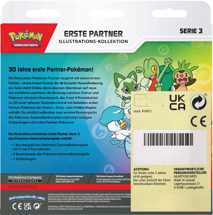 Pokémon Erste Partner Kollektion Set 3 Deutsch – 2 Boosterpacks + Promokarten + Sticker