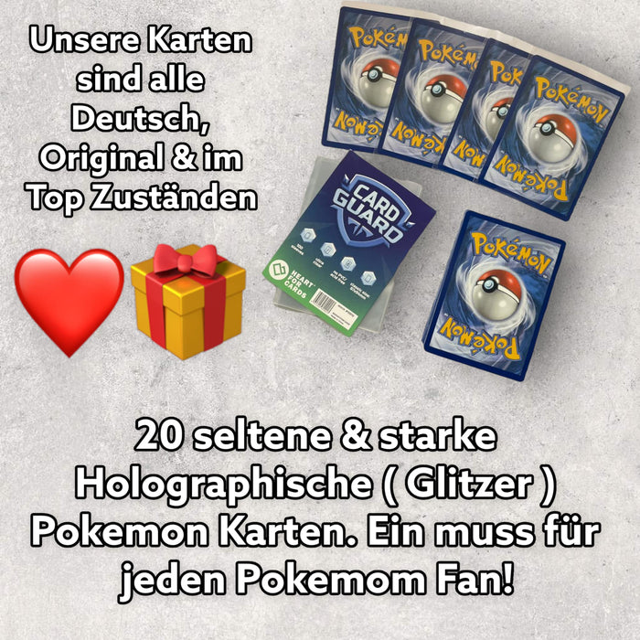 Pokémon Holo-Karten Set – 20 Original deutsche Glitzerkarten aus aktuellen Sets – Perfektes Geschenk für Fans & Sammler