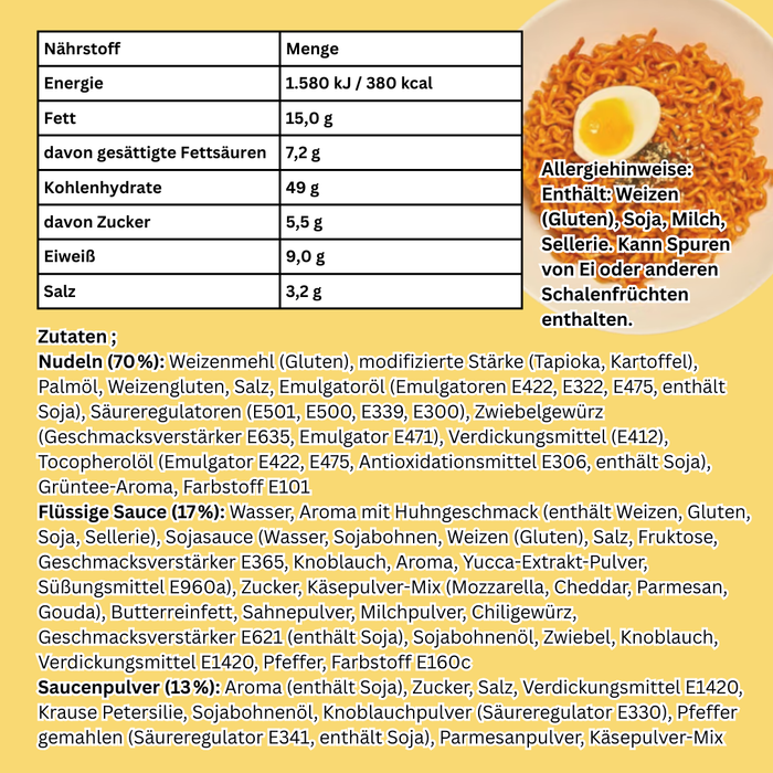1x Samyang Bildak Quattro Cheese Instant Nudeln – 1x130g, Cremiger Käse-Geschmack