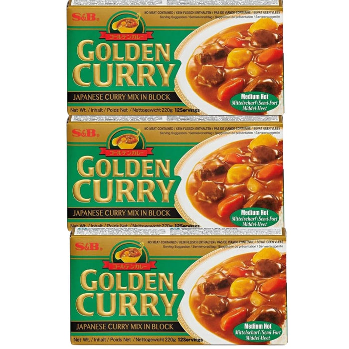3x220g S&B GOLDEN CURRY GREEN - Japanese Curry Mix - vegetarian no meat contained