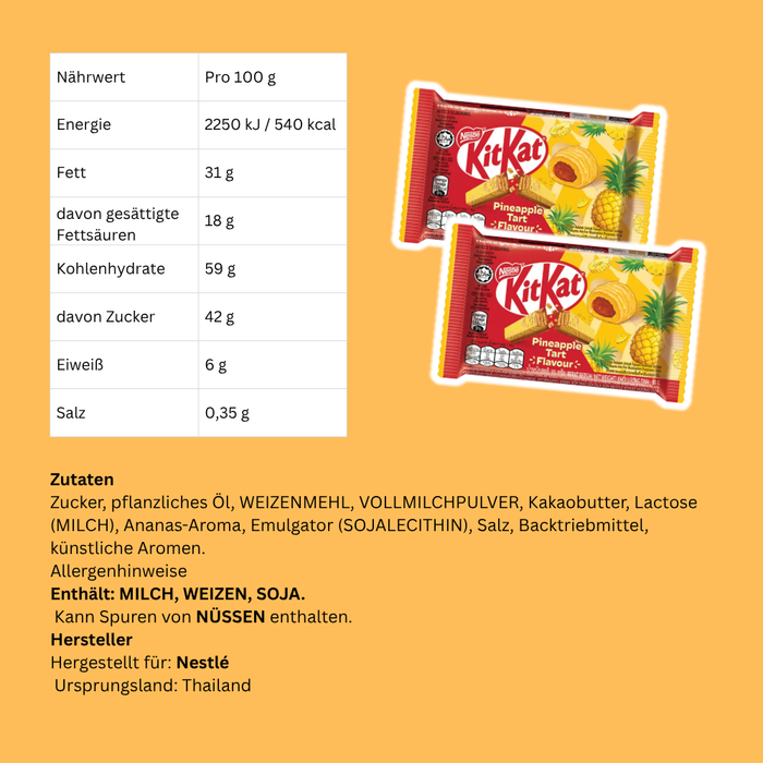 KitKat Pineapple Tart Flavour White Chocolate Waferriegel aus Thailand (2 x 35 g)