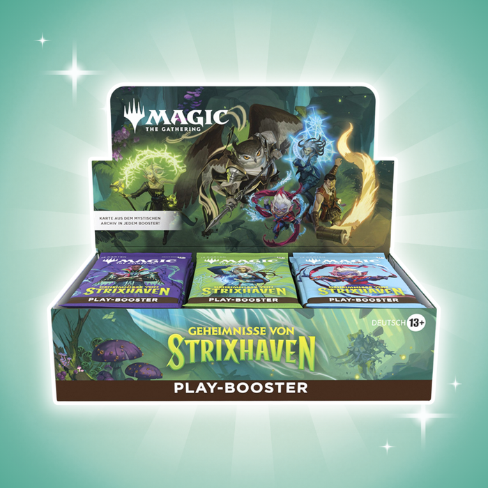 Magic: The Gathering Geheimnisse von Strixhaven Play Booster Display Deutsch – 30 Boosterpacks, je 14 Karten, MTG Sammelkartenspiel Box