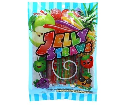 2er- Fruchtgummi Jelly Straws Strips Mix Pack – Bunte Kaustreifen mit Fruchtgeschmack – Ideal zum Naschen, Teilen & Verschenken(2 x 300g)