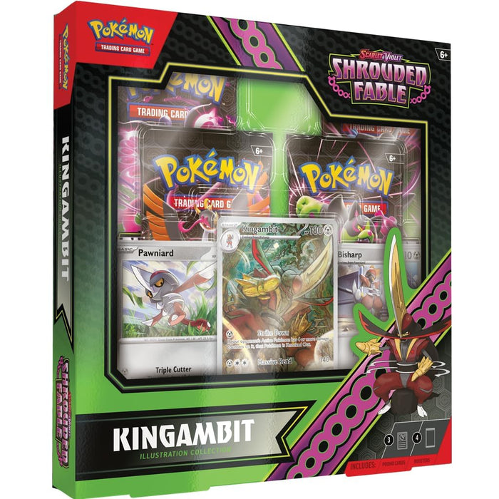 Pokémon Shrouded Fable - SV6.5 - Kingambit Box Illustration Collection mit 4 Shrouded Fable Booster - ENGLISCH