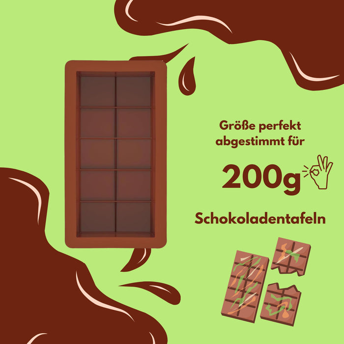 Schokoladenformen für Dubai-Schokolade 2x Tief Silikon Backform Set für 2x200g Ideal für DIY Schokoriegel, Kadayif, Pistazien & Pralinen Vegan Geschirrspülergeeignet Befüllen