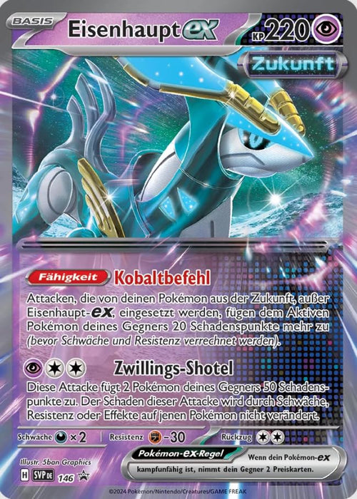 Pokémon Karte Eisenhaupt ex – SVP146 – Deutsch – Karmesin & Purpur Promo – Seltenheit: Promo – Boosterfrisch – Einzelkarte für Sammlung & Deck