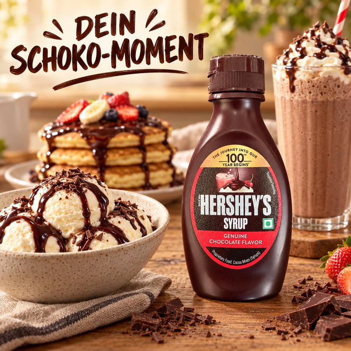 Hershey’s Sirup Probierpaket 2er Mix – Schokolade & Erdbeere – 2 × 180 g Dessertsoße für Eis, Pancakes, Waffeln und Milchshakes +Heartglobal Versandschutz